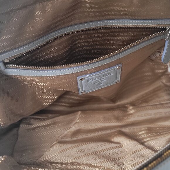 PRADA Light Blue Leather Bowler Handbag - Picture 15 of 16